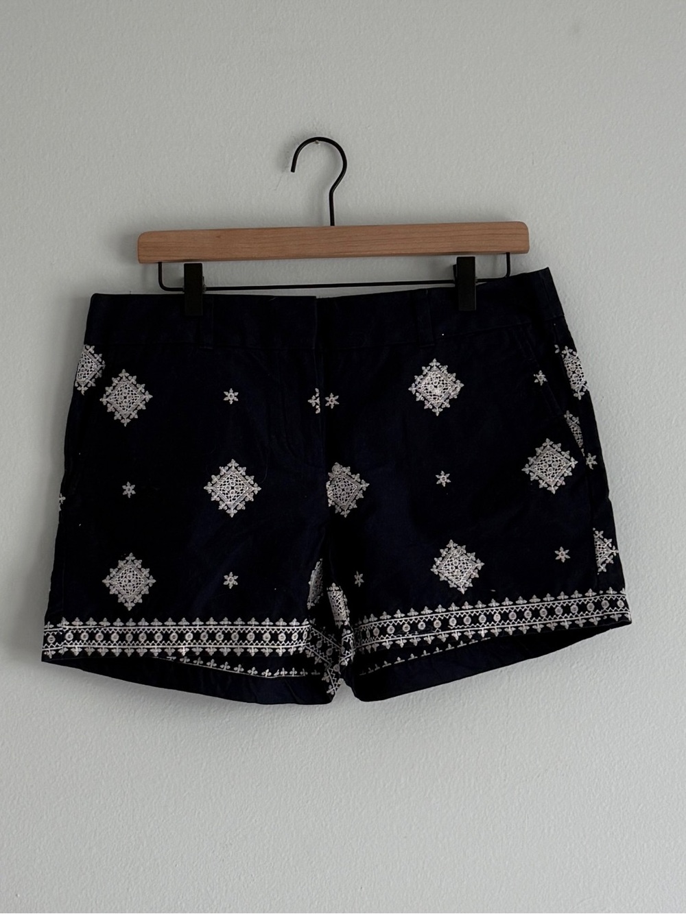 LOFT Navy Embroidered High-Waist Women's Shorts